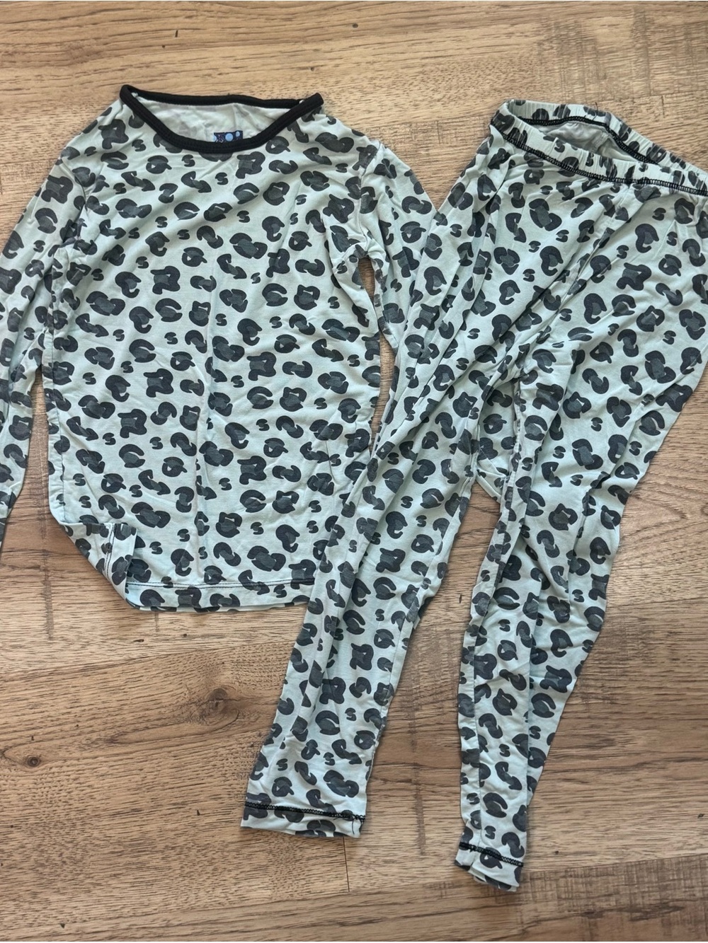 Kickee Pants Gray and Black Leopard Kids Pajama Set